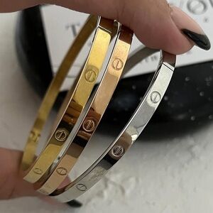 Set of 3 Gold Plated Thin Love Screwdriver Bangle
Bracelets No Stone